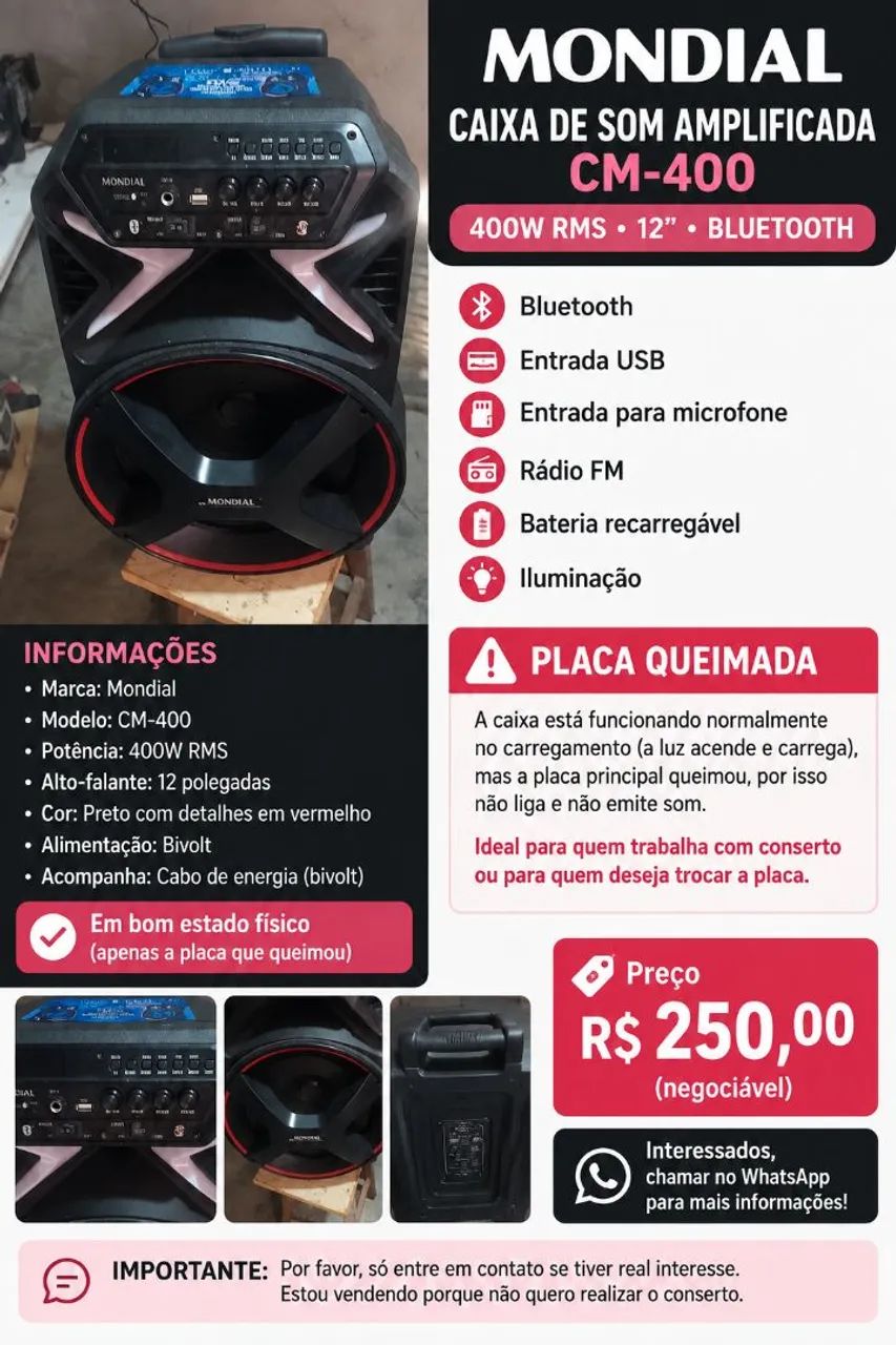 Caixa de som Mondial CM-400 - Foto 2
