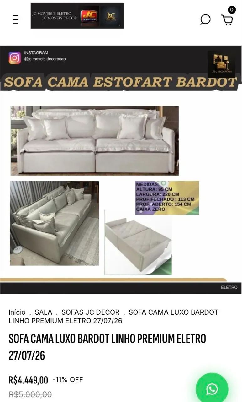 SOFA CAMA BARDOT LINHO