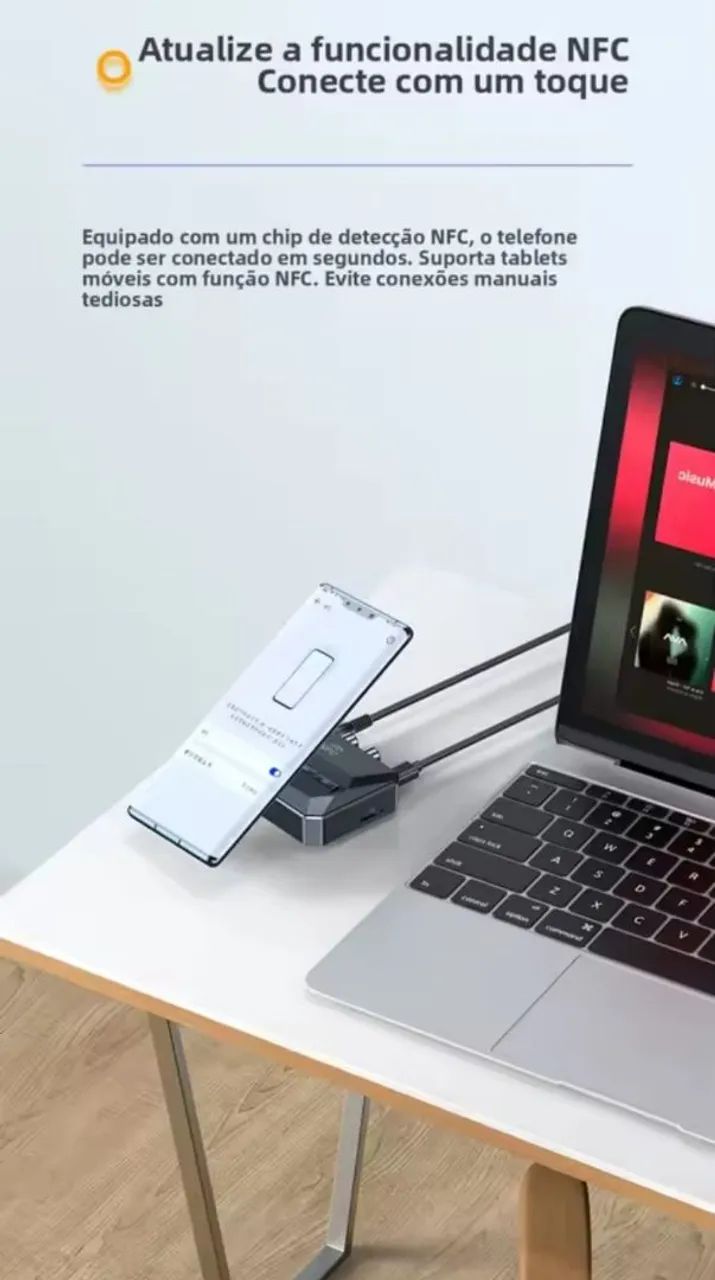 Receptor de áudio externo Bluetooth com entrada para cartão e pendrive - Foto 5