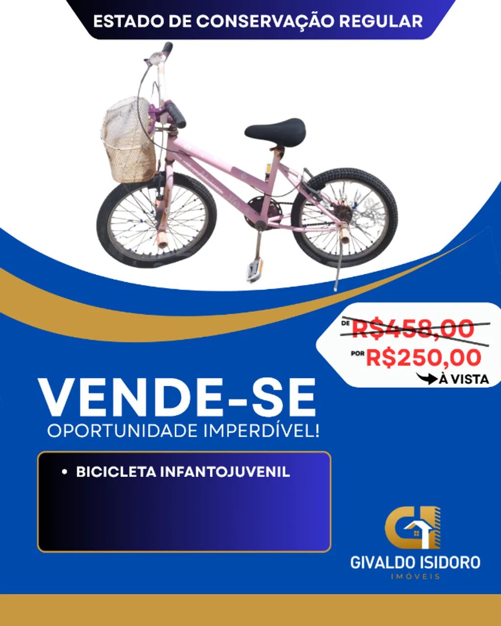 Bicicleta infantojuvenil com cestinha