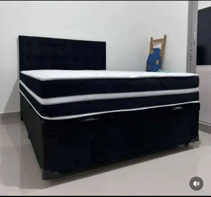 Cama de Casal Box com Baú Colchão e Cabeceira 