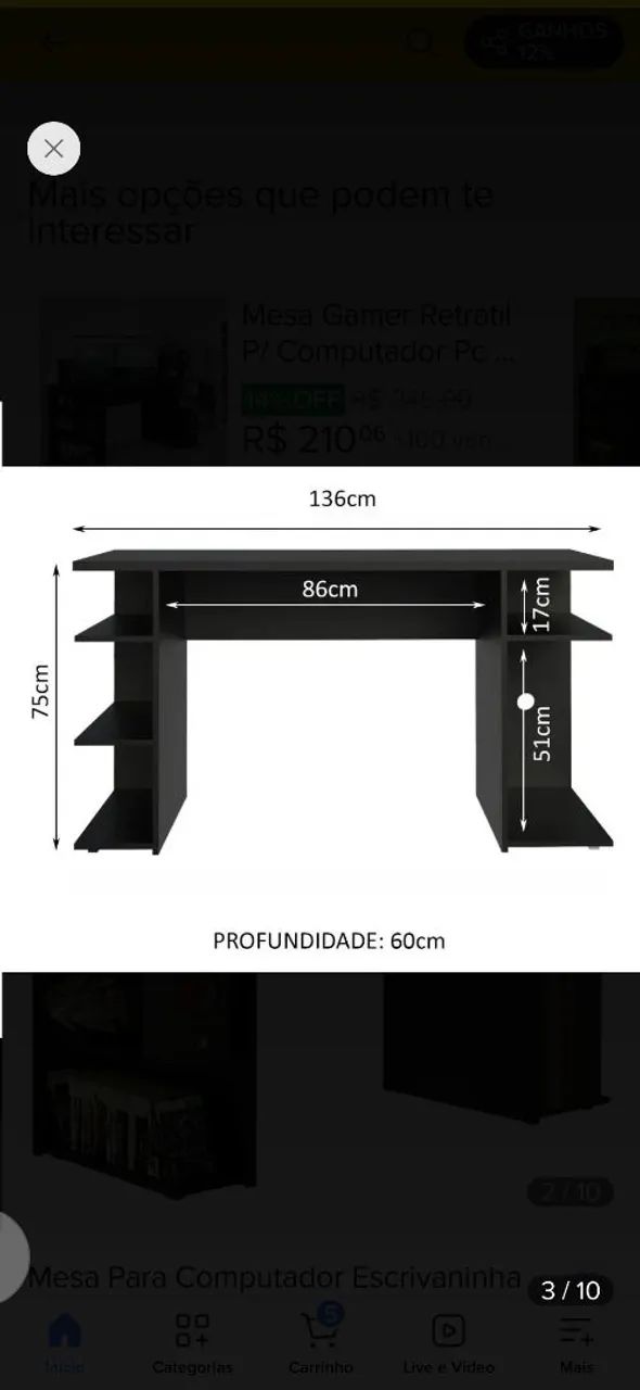 Mesa gamer com cadeira