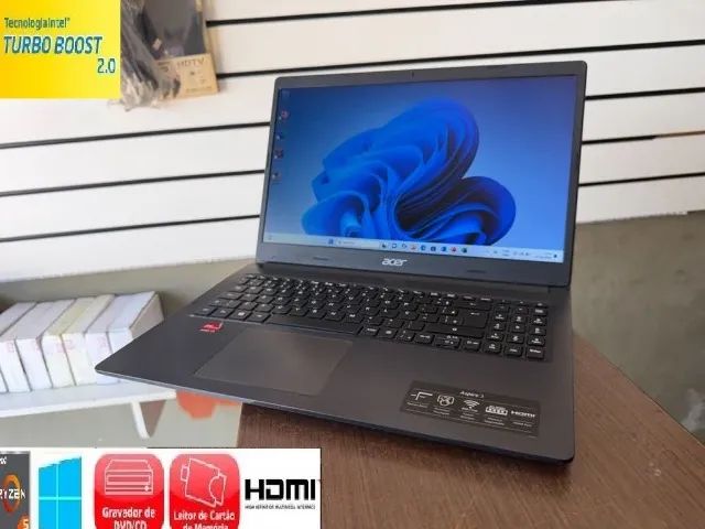 Notebook Acer Aspire 3 Raysen 3 8 de Ram ddr 4 Gigas Tela Slim 15.6 Polegadas