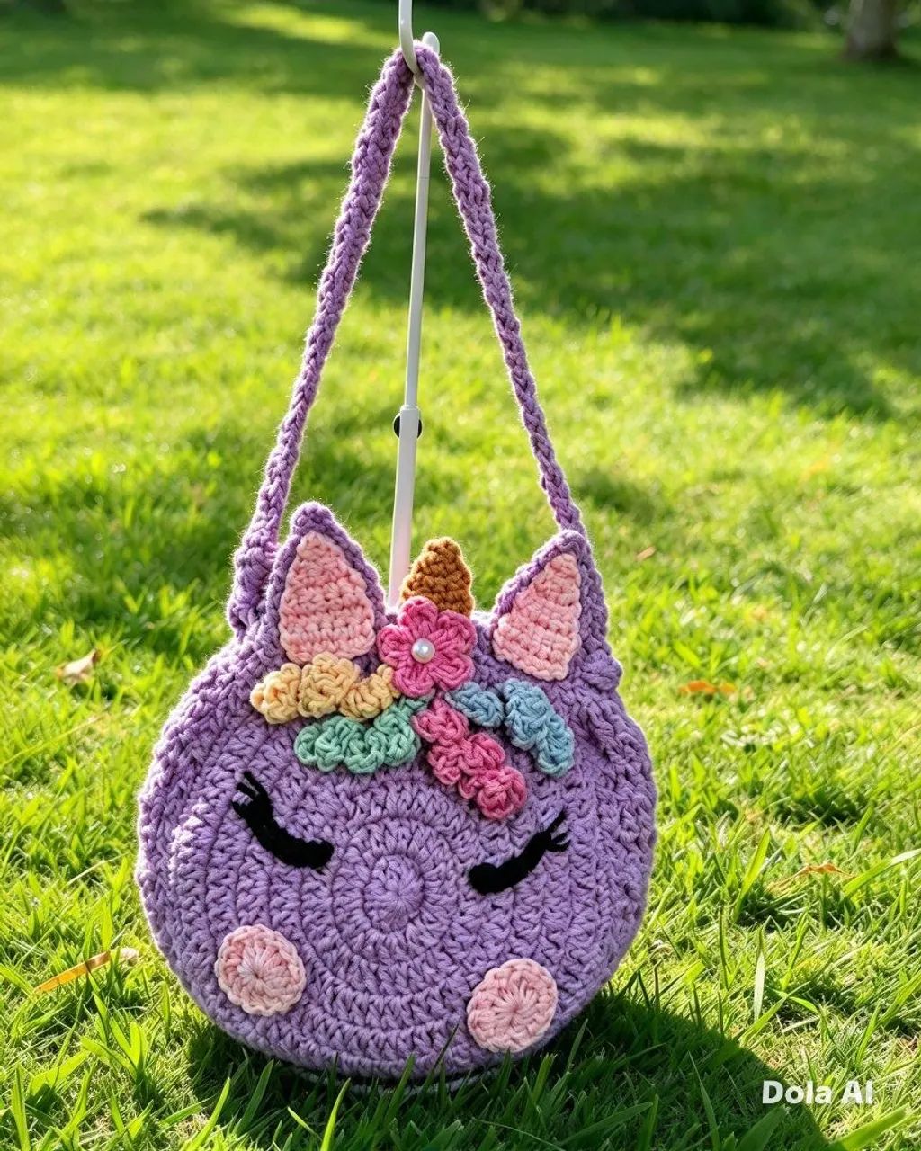 Bolsa Unicórnio crochê  - Foto 2