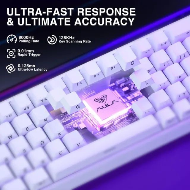 [Novo] Teclado Magnético AULA Hero 68HE Branco, 8K, Rapid Trigger, RGB, Hot Swap, PC, OEM  - Foto 2