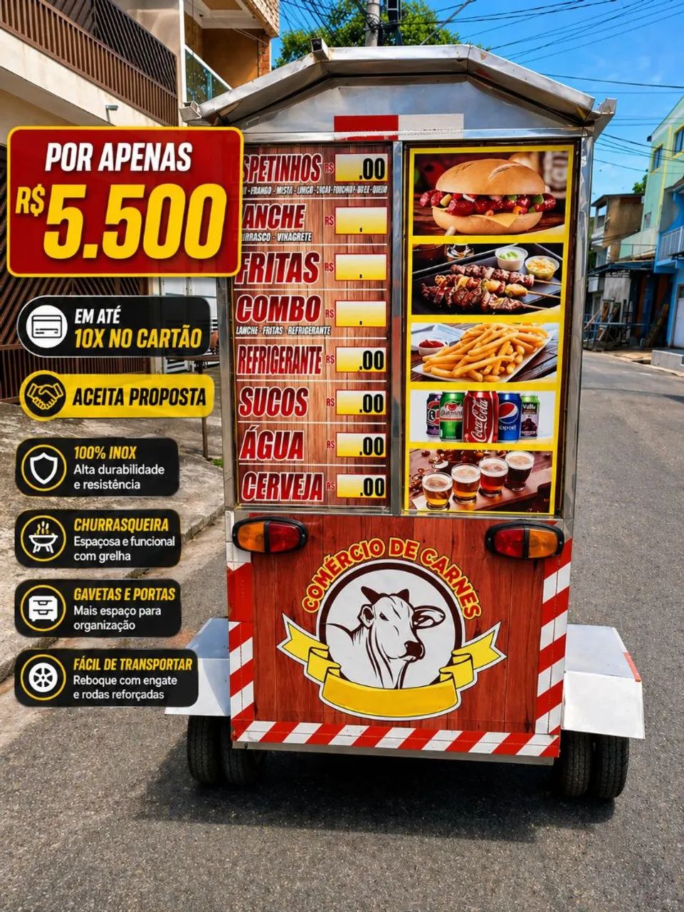 Carrinho de espetinho, aceitamos proposta e cartão. - Foto 5