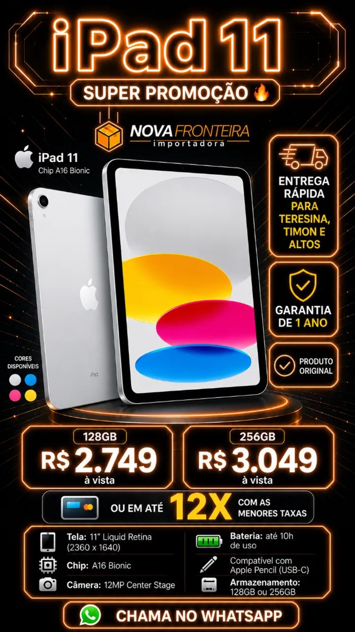 Oferta Imperdível iPad 11 (a16) 128GB | Lacrado | 1 ano de garantia | Loja Física - Foto 4