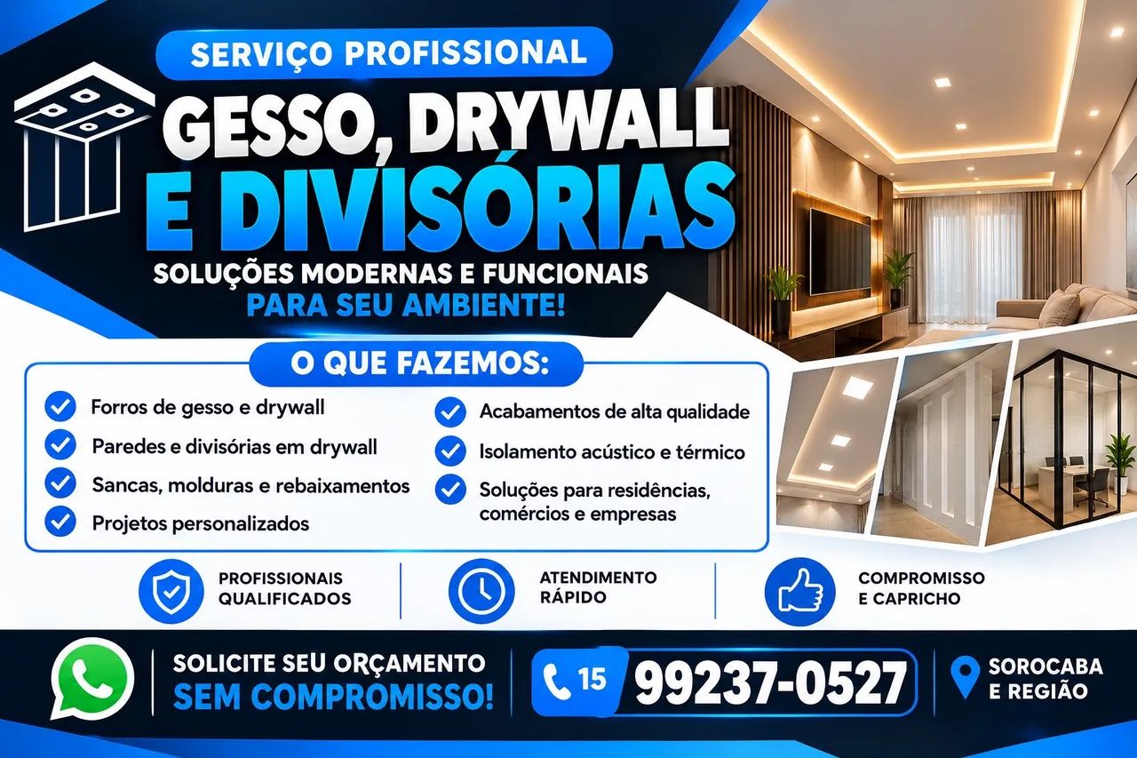GESSO, DRYWALL E DIVISÓRIAS - SOROCABA E REGIÃO