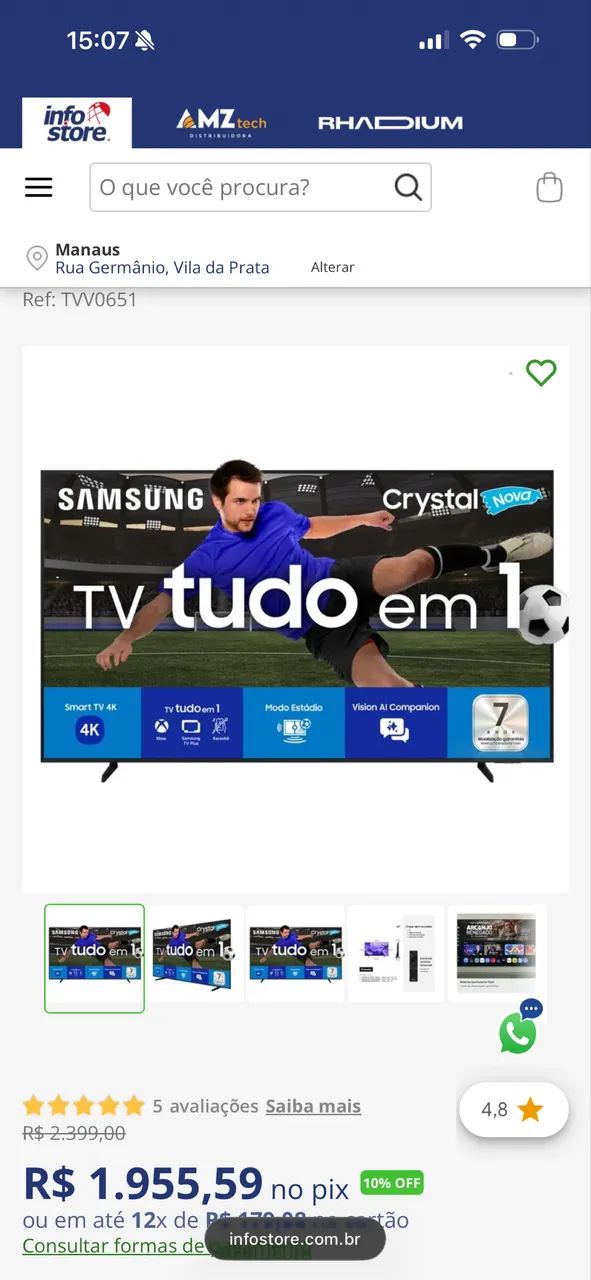 Smart TV 50? samsung com problema na tela 