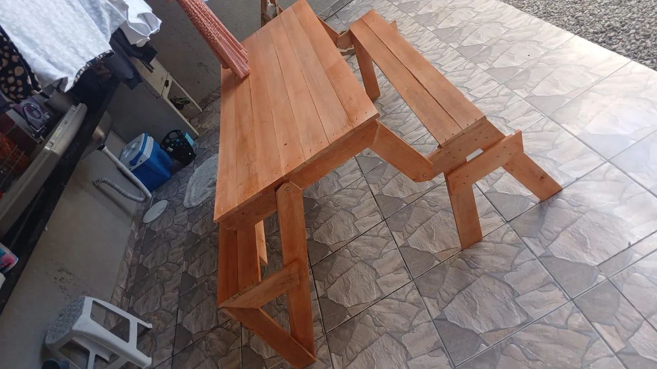 Banco que vira mesa em eucalipto  - Foto 2