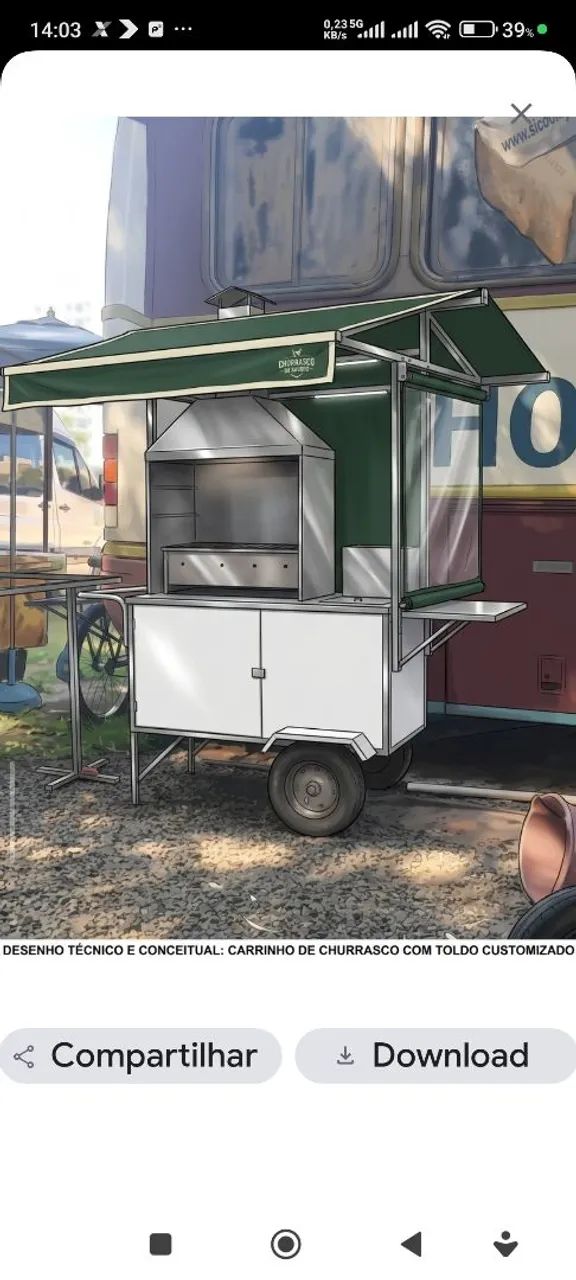 Carrinho de vende churrasco na praia 