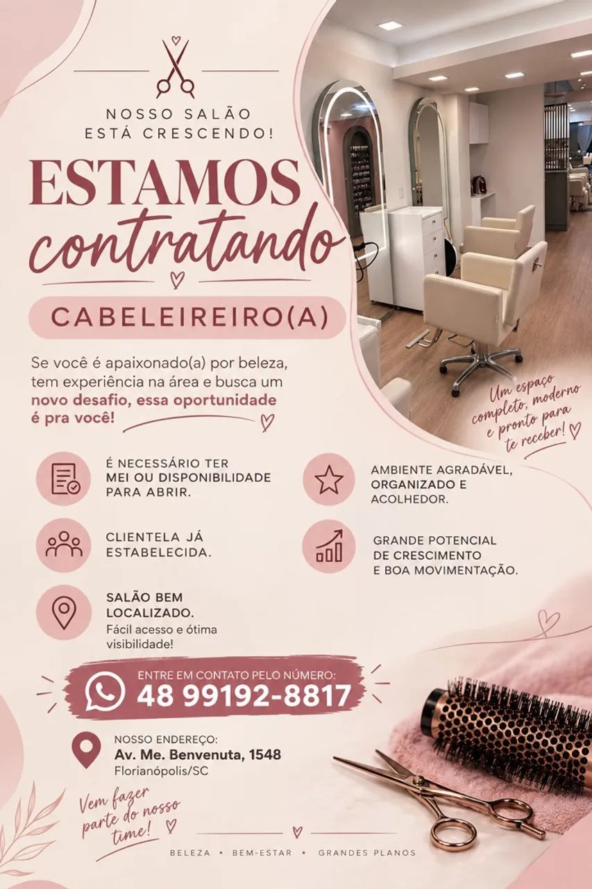 VAGA PARA CABELEIREIRO(A) - FLORIANÓPOLIS - Foto 2