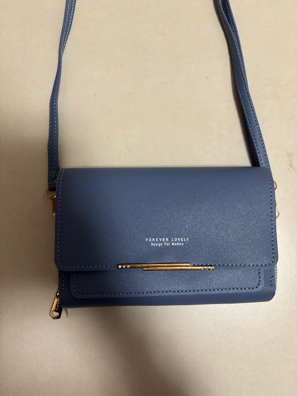 Bolsa nova couro azul carteira