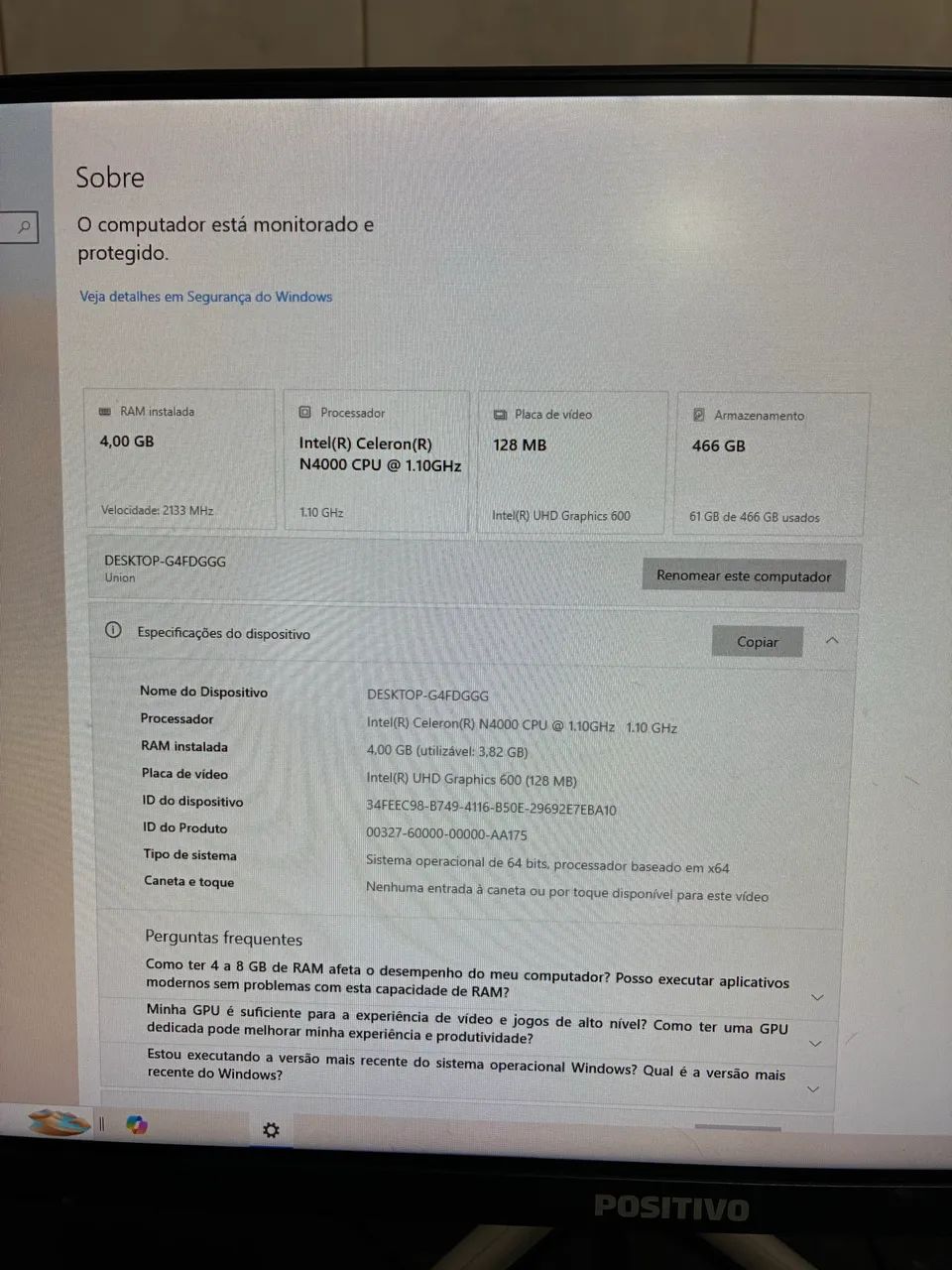 Computador Positivo Union 22" Windows 11 - Foto 3