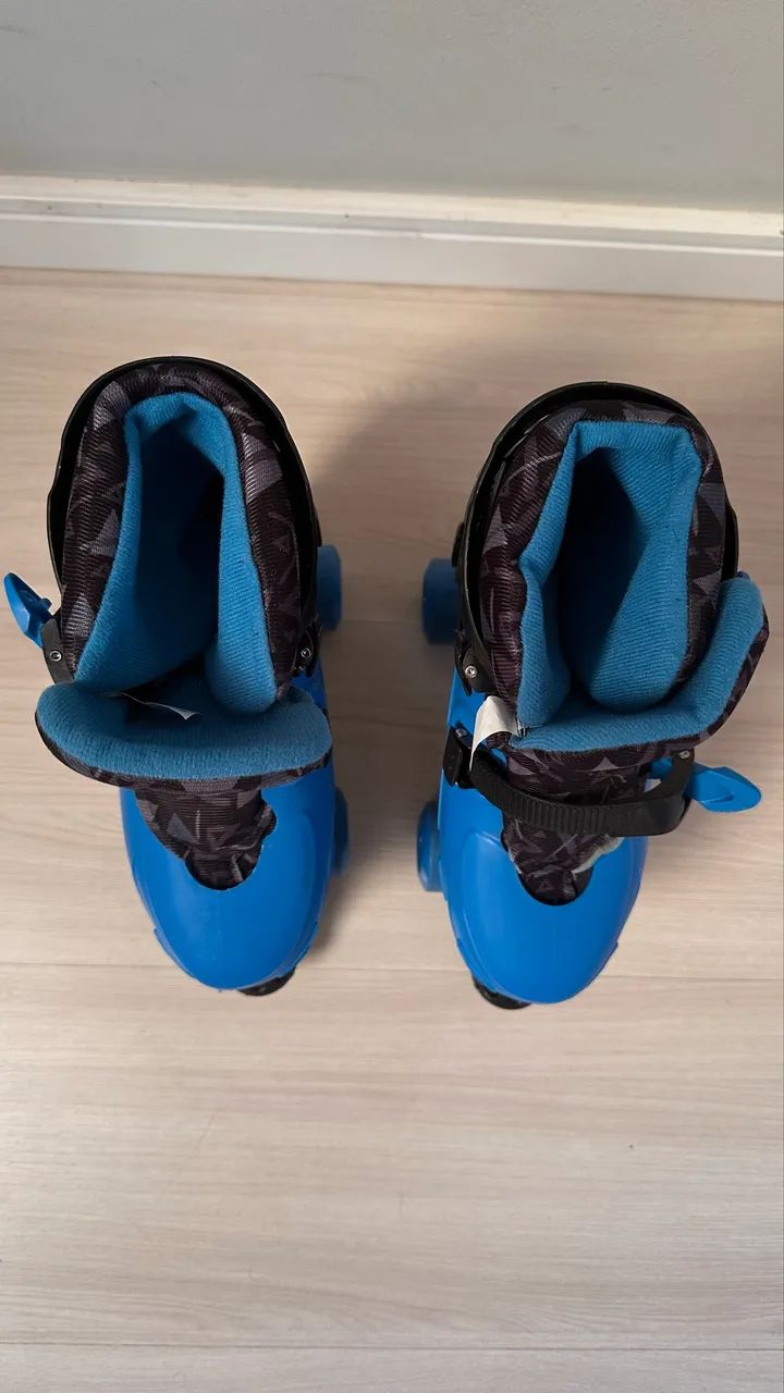 Patins Quad Roller 4 Rodas 33-40 Azul E Preto Ajustável - Foto 3