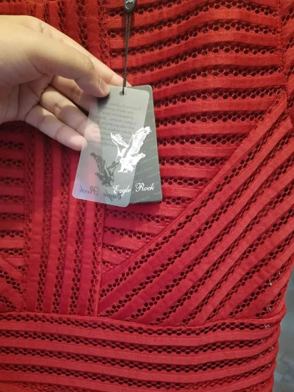 Vestido Vermelho Em Renda Forrado Eagle Rock<br> - Foto 3