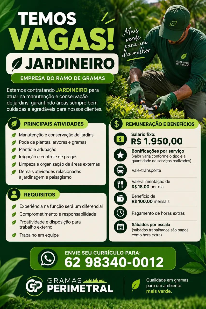 Vaga para jardineiro 
