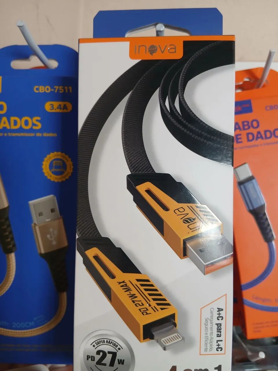 CABO DE CARREGAMENTO 4X1 IPHONE E TIPO-C E USB 