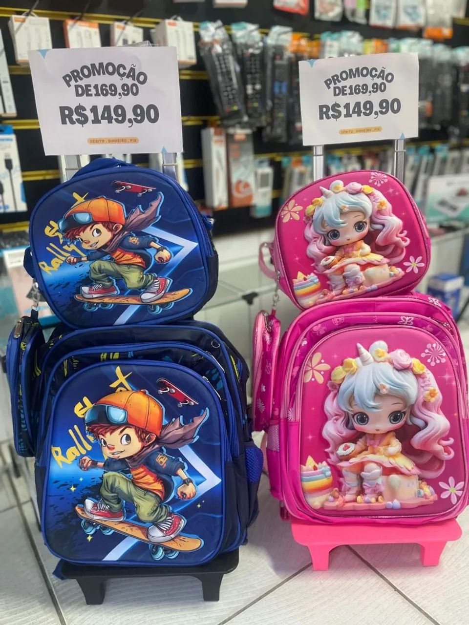 Kit mochila infantil 3 peças carrinho 