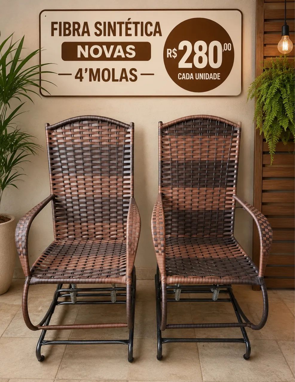 Cadeira em fibra sintética NOVA  CADA para descanso4 molas  