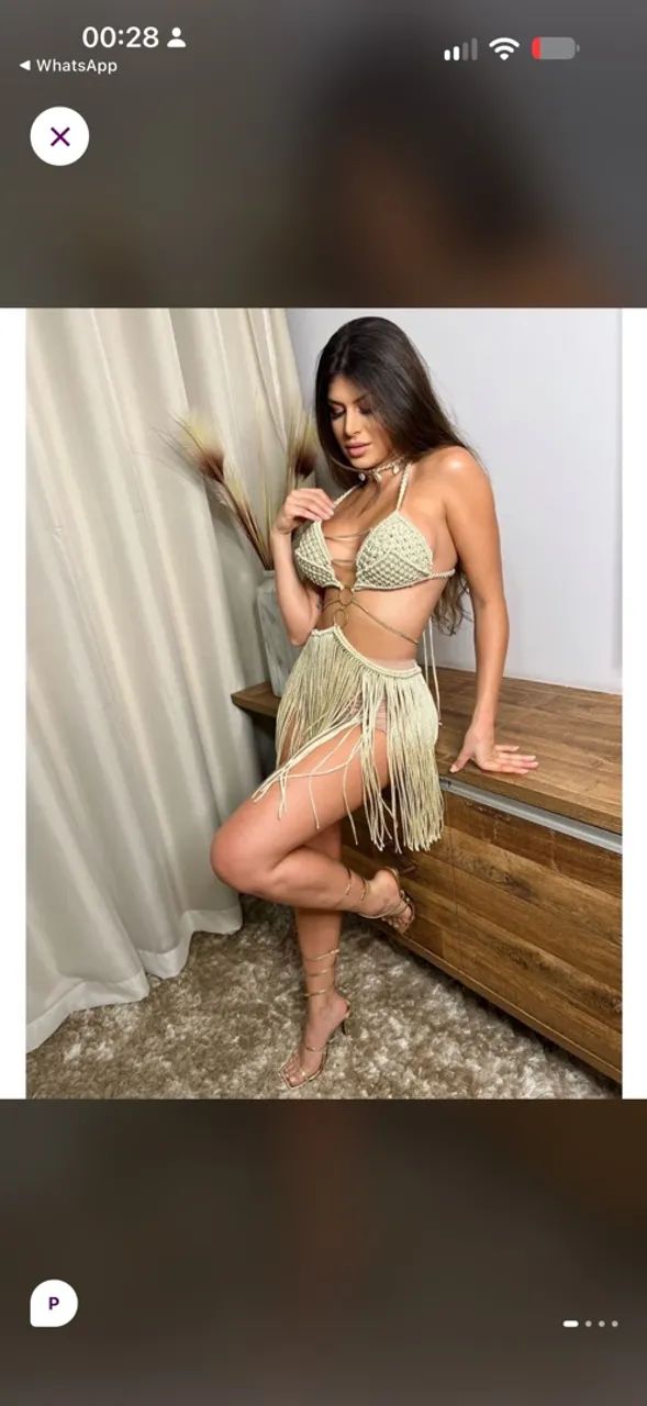 conjunto de macramê com franjas p