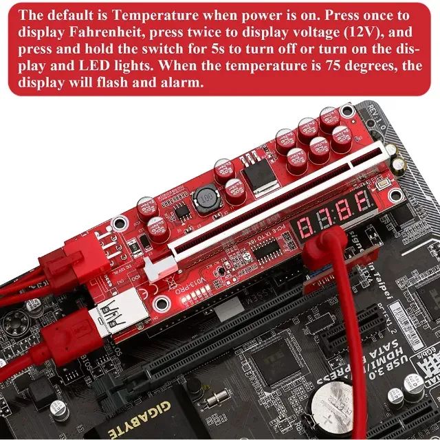 Kit 5 Risers PCIe V013 PRO com Display de Temperatura - Foto 5