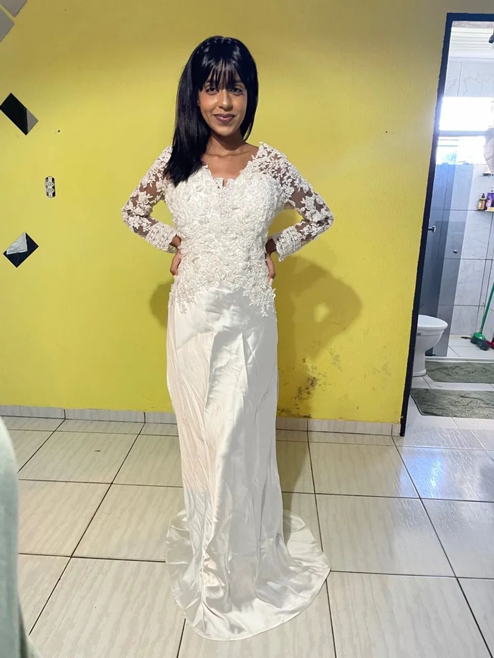 Vestido de noiva em renda branca 