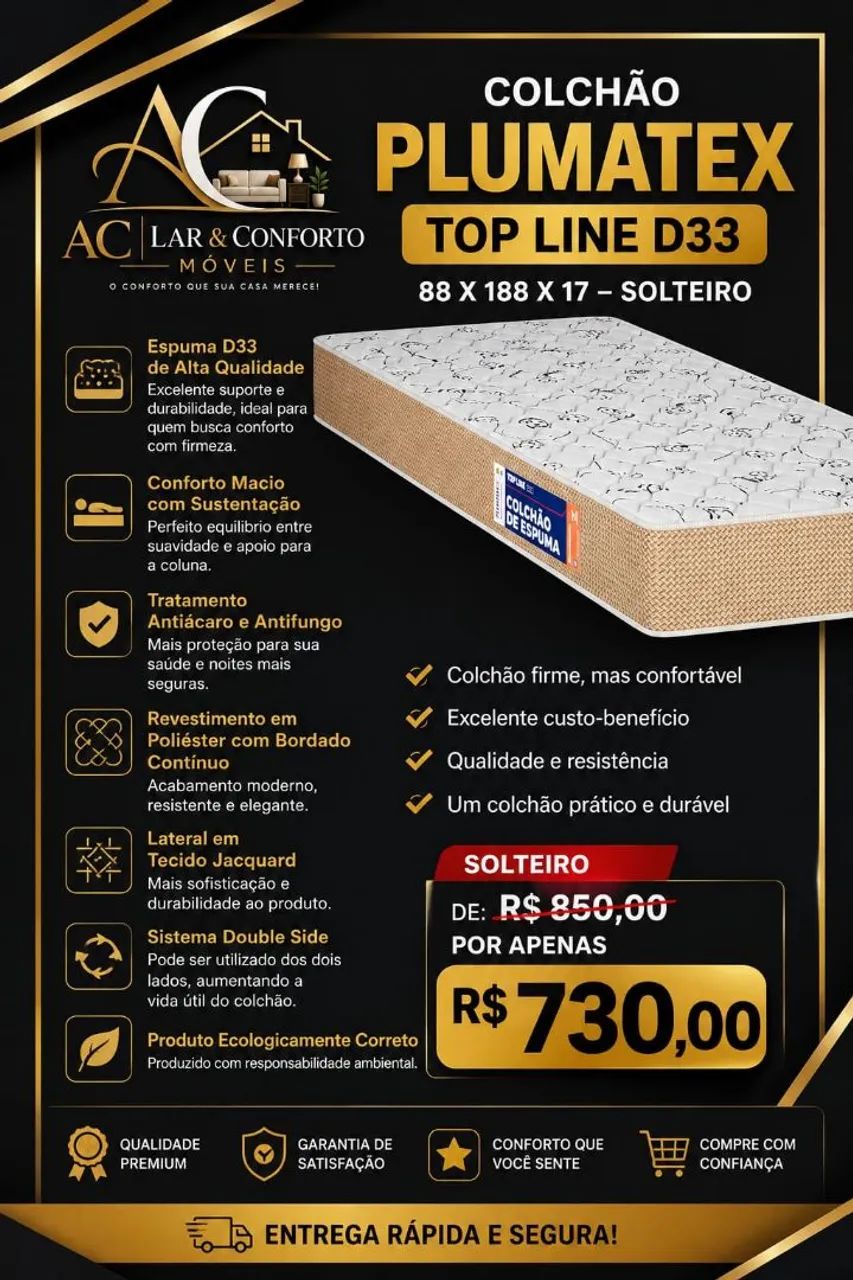 COLCHÕES SOLTEIRO A PARTIR DE R$370,
