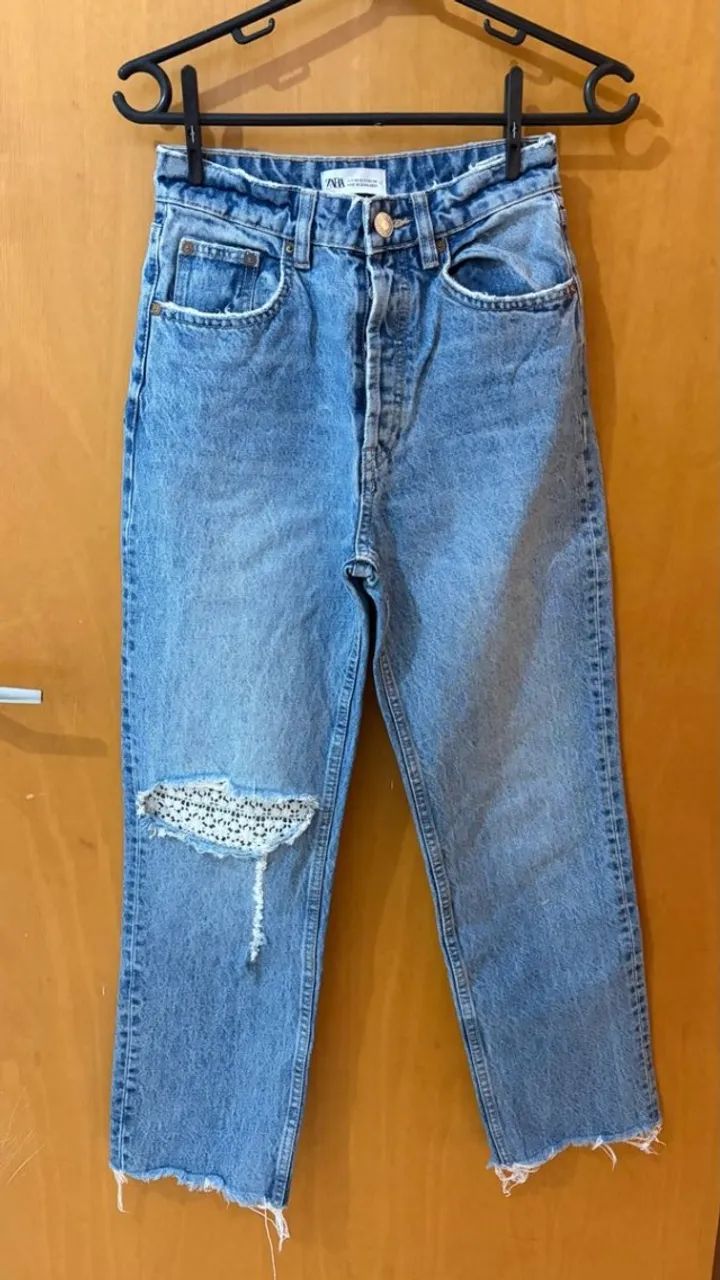 calça zara renda 34