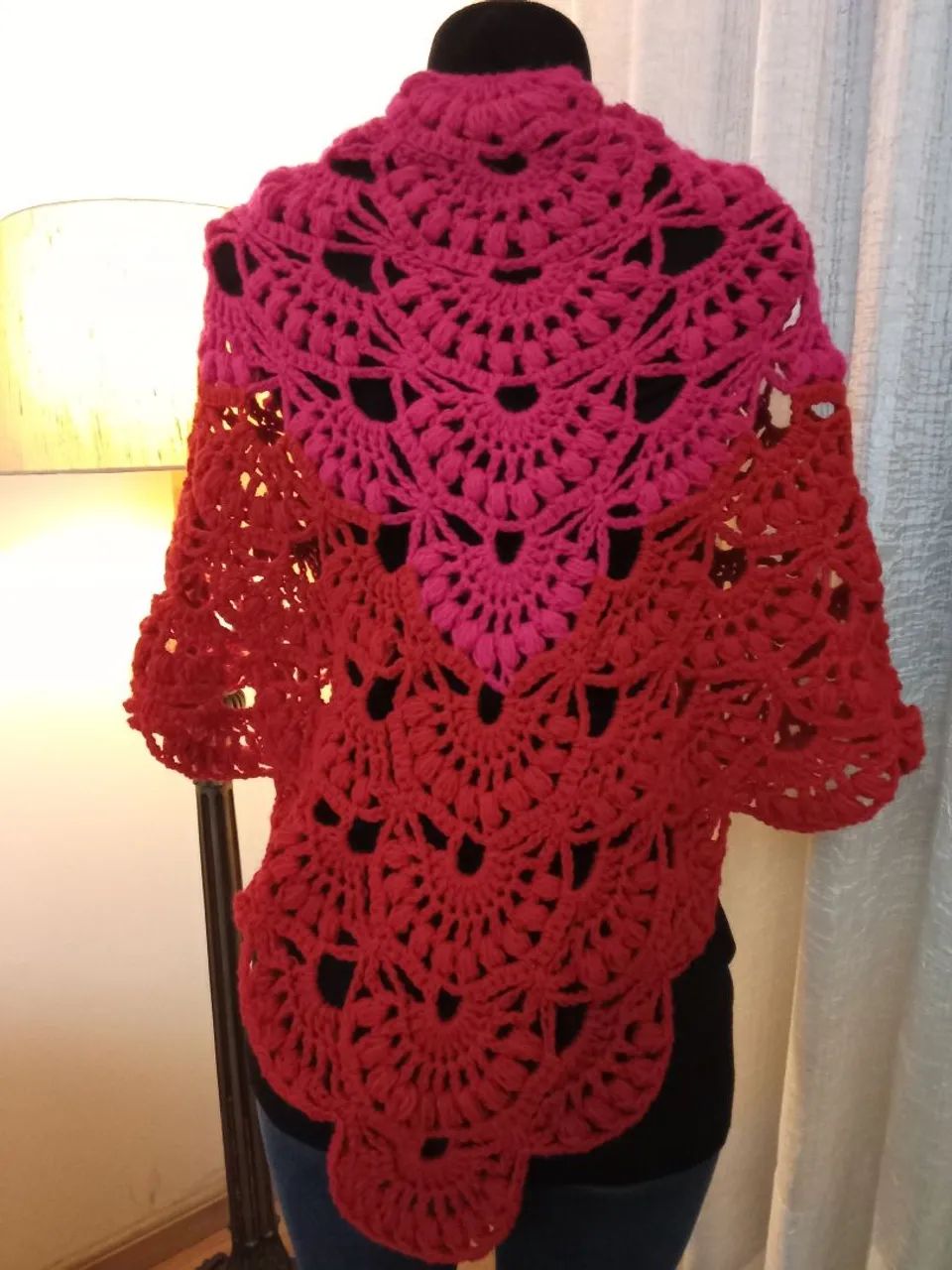 Poncho lã tricô feito a mão  - Foto 3