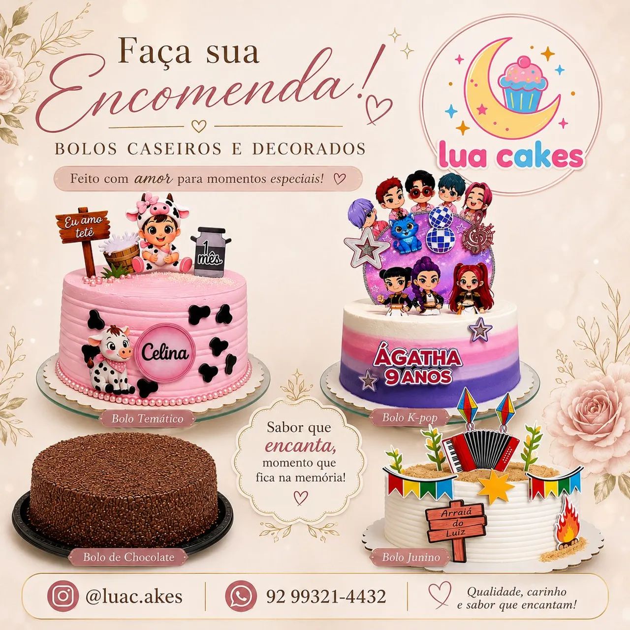 Bolos decorados e caseiros 