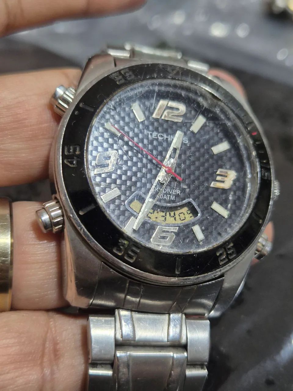 Relógio TECHNOS SKYDIVER  ANA-DIGI  10 ATM  À QUARTZ   -   FUNCIONANDO PERFEITAMENTE - Foto 4