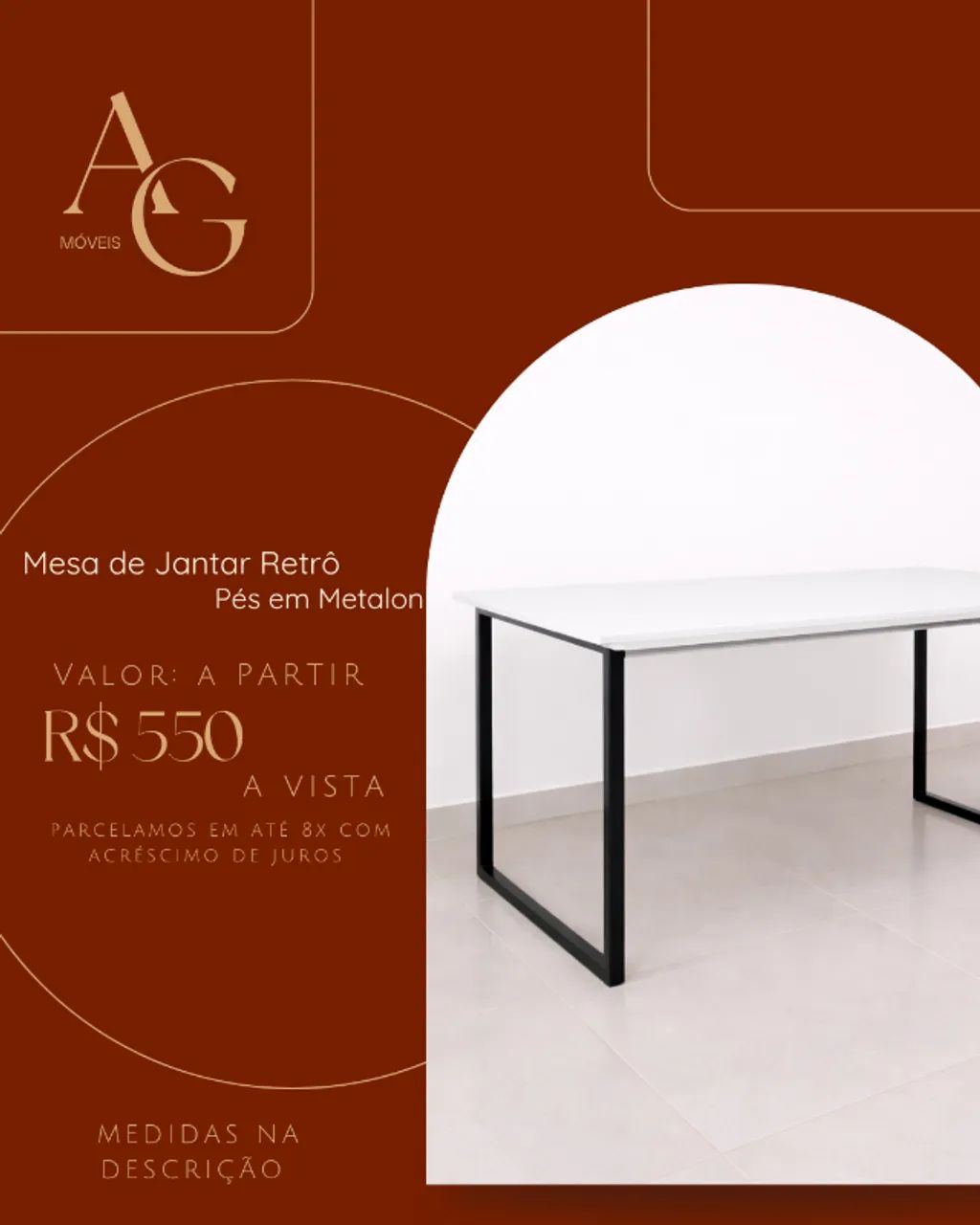 Mesa de Jantar Retangular de Metalon