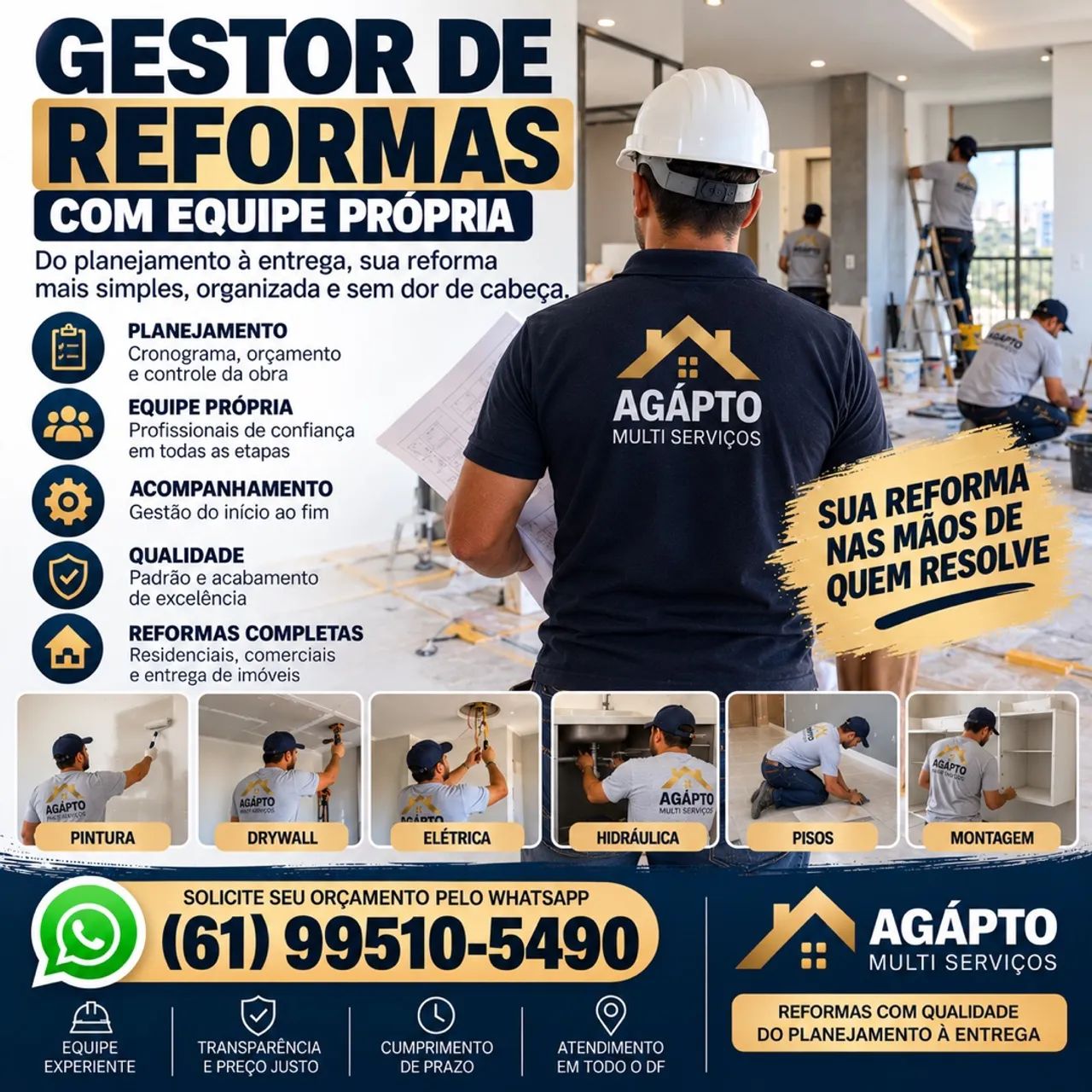 Gestor de Reformas com Equipe Própria em Todo DF