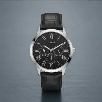 Relógio GUESS Wafer W70016G1 Multifunction Preto Couro - Caixa e Manual - Foto 3