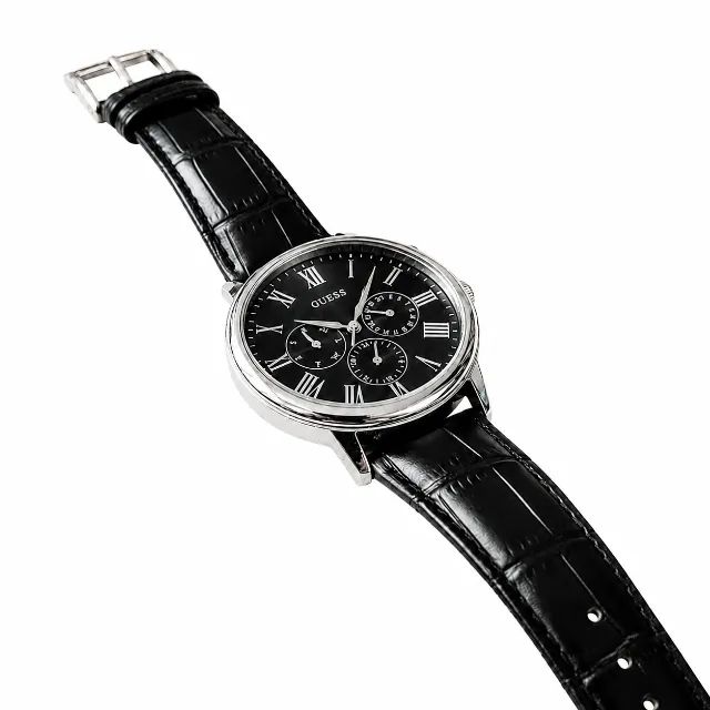 Relógio GUESS Wafer W70016G1 Multifunction Preto Couro - Caixa e Manual - Foto 2