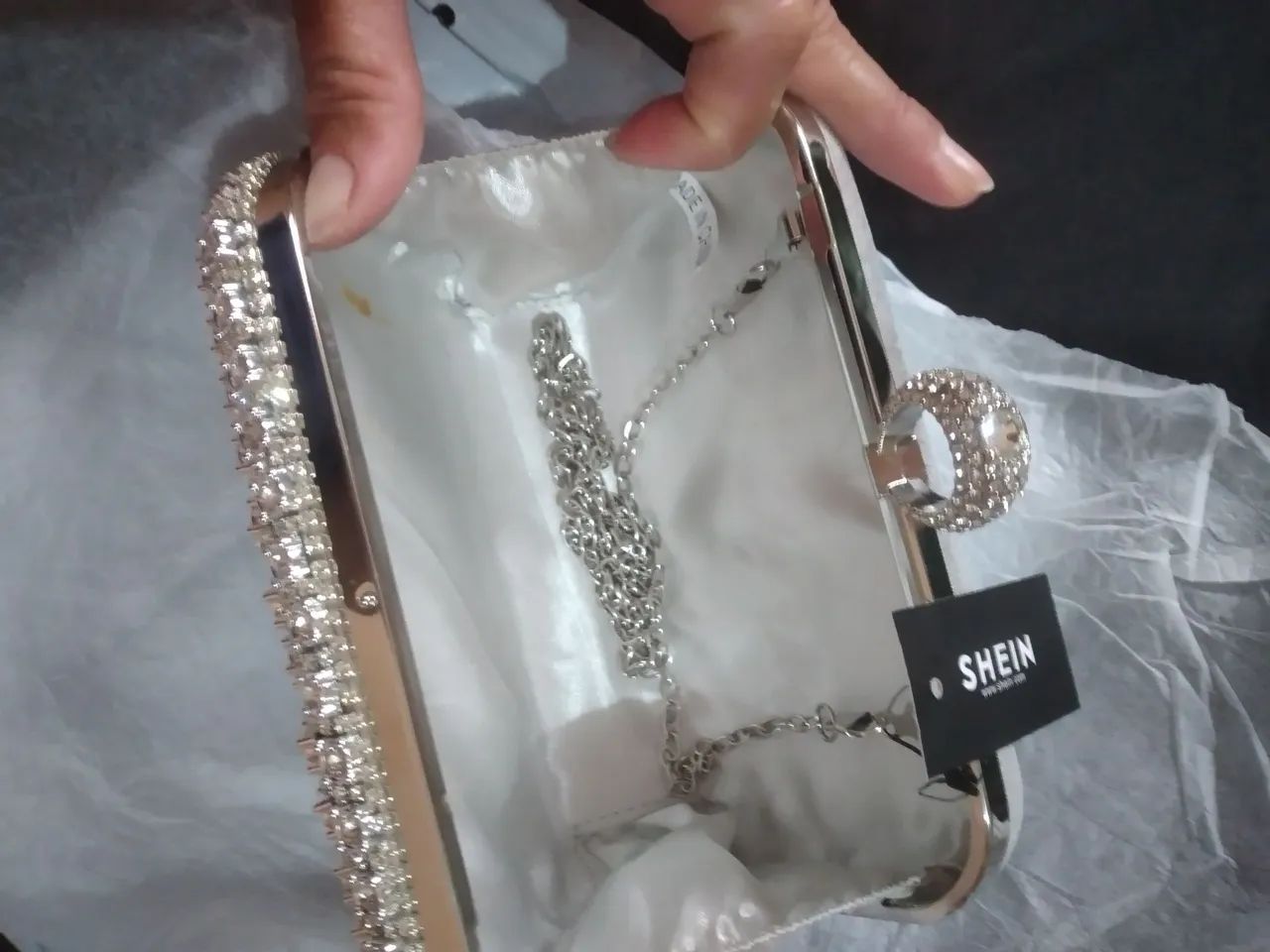 Bolsa clutch prateada elegante - Foto 4