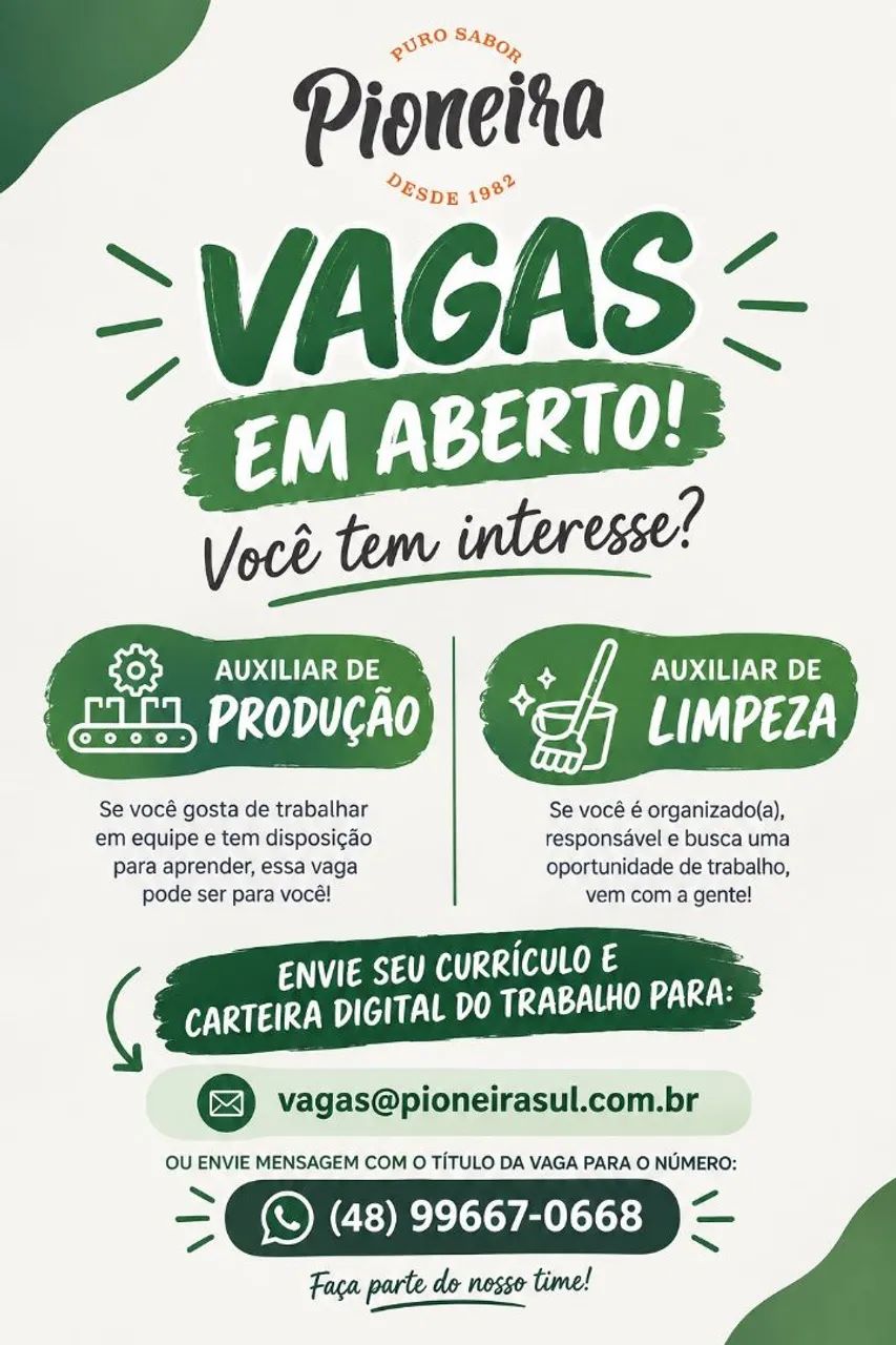 Vaga pioneira Sul 