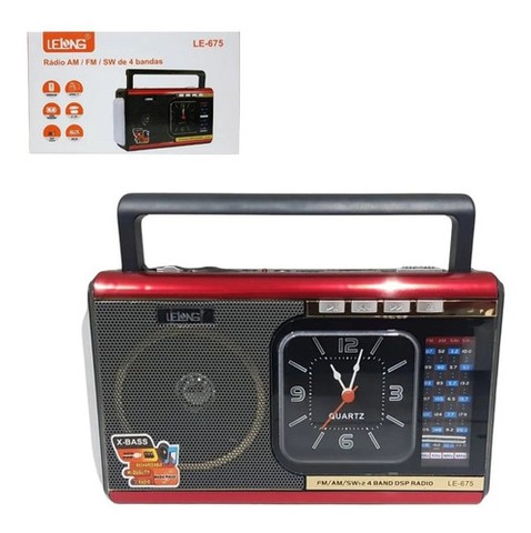 Radio Portátil Am Fm Sw Usb Sd Aux Lanterna Led Le-675 