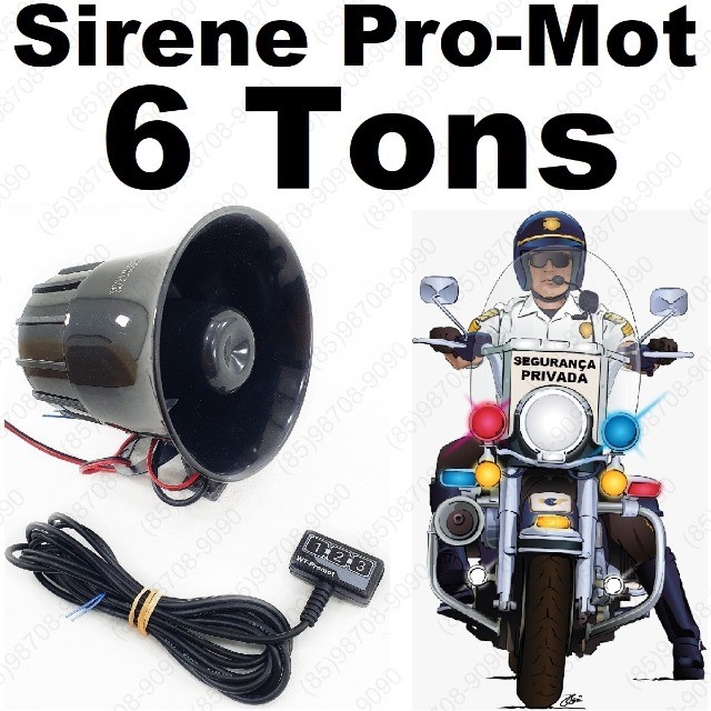 Sirene Guarda Vigia Moto Policia Eletrônica Alta 120db 12v