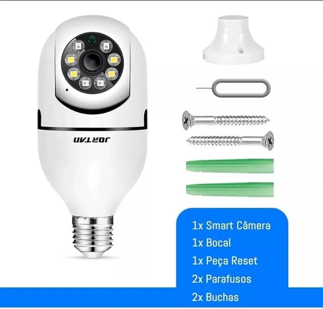 Câmera Segurança Lâmpada 360 Wifi Ip Full Hd Visão Noturna - Jortan  - Foto 4