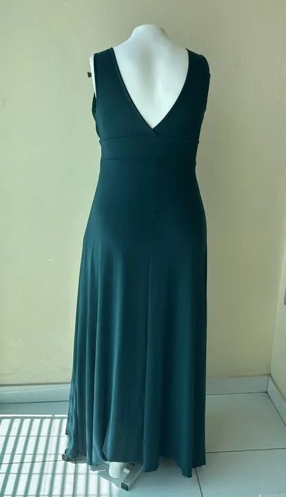 Vestido social, festas, longo, tamanho 48, verde escuro. - Foto 4