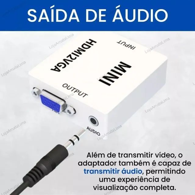 Adaptador Conversor Entrada Hdmi Para Saída Vga 1080p - Loja Natan Abreu  - Foto 3
