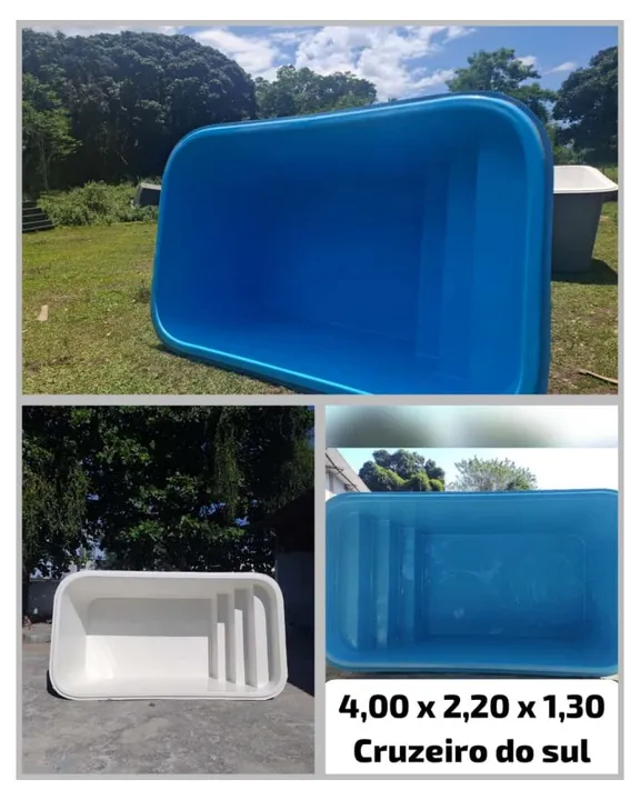 Piscina de fibra 4,00 x 2,20 x 1,30 - Cruzeiro do Sul