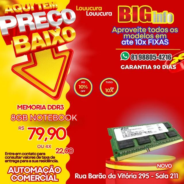 8 GB DDR3 1600MHZ Memory - Notebook - Warranty64308010313090120