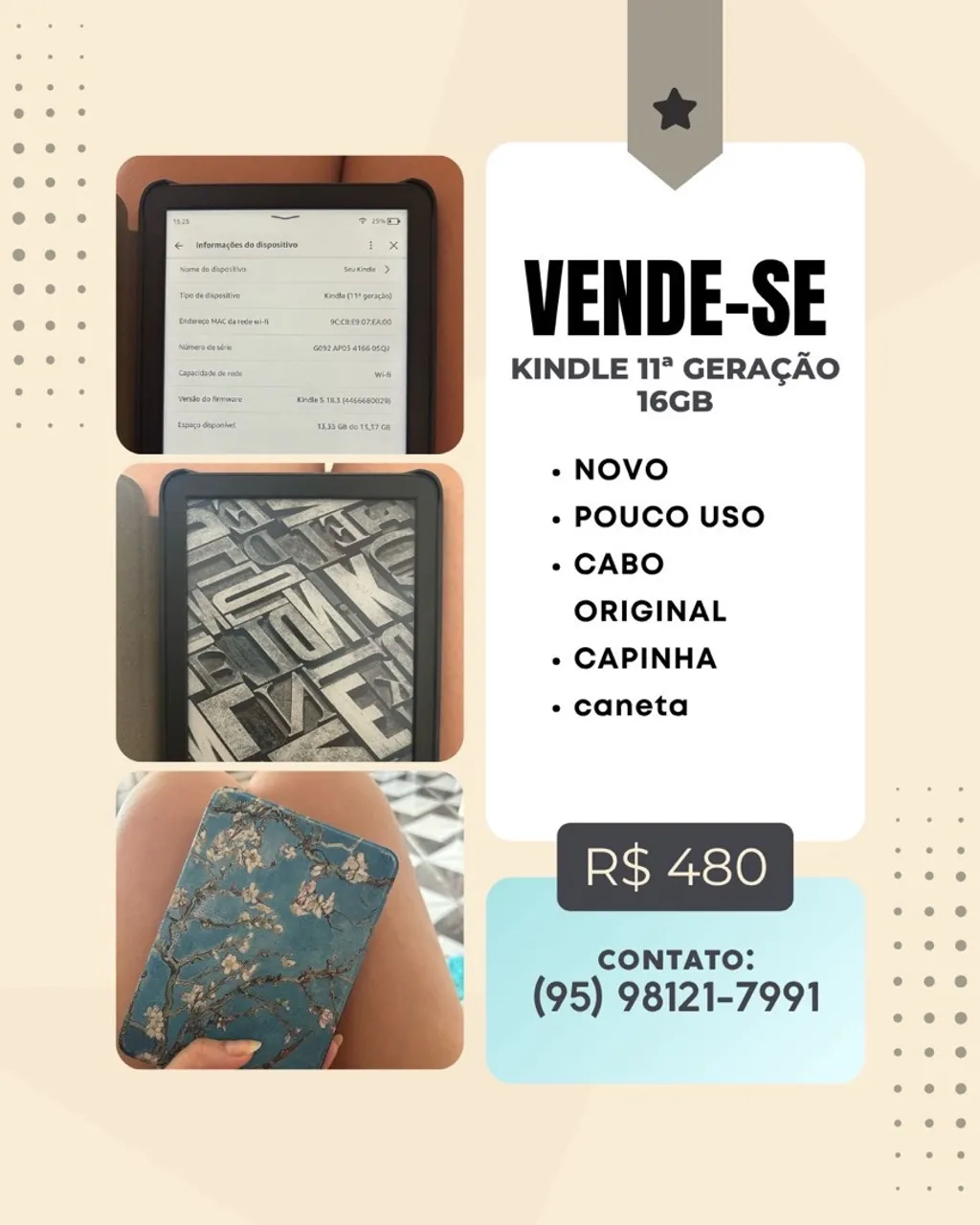 Kindle 11ª Geração 16GB - Completo!
