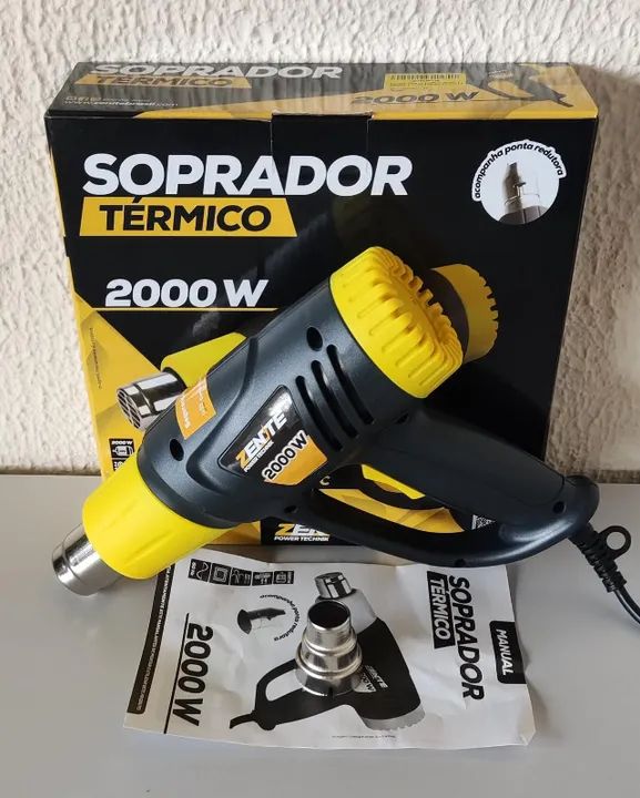 SOPRADOR TÉRMICO 2000W PROFISSIONAL 2 ESTAGIOS 350 - 550°C + PONTA REDUTORA