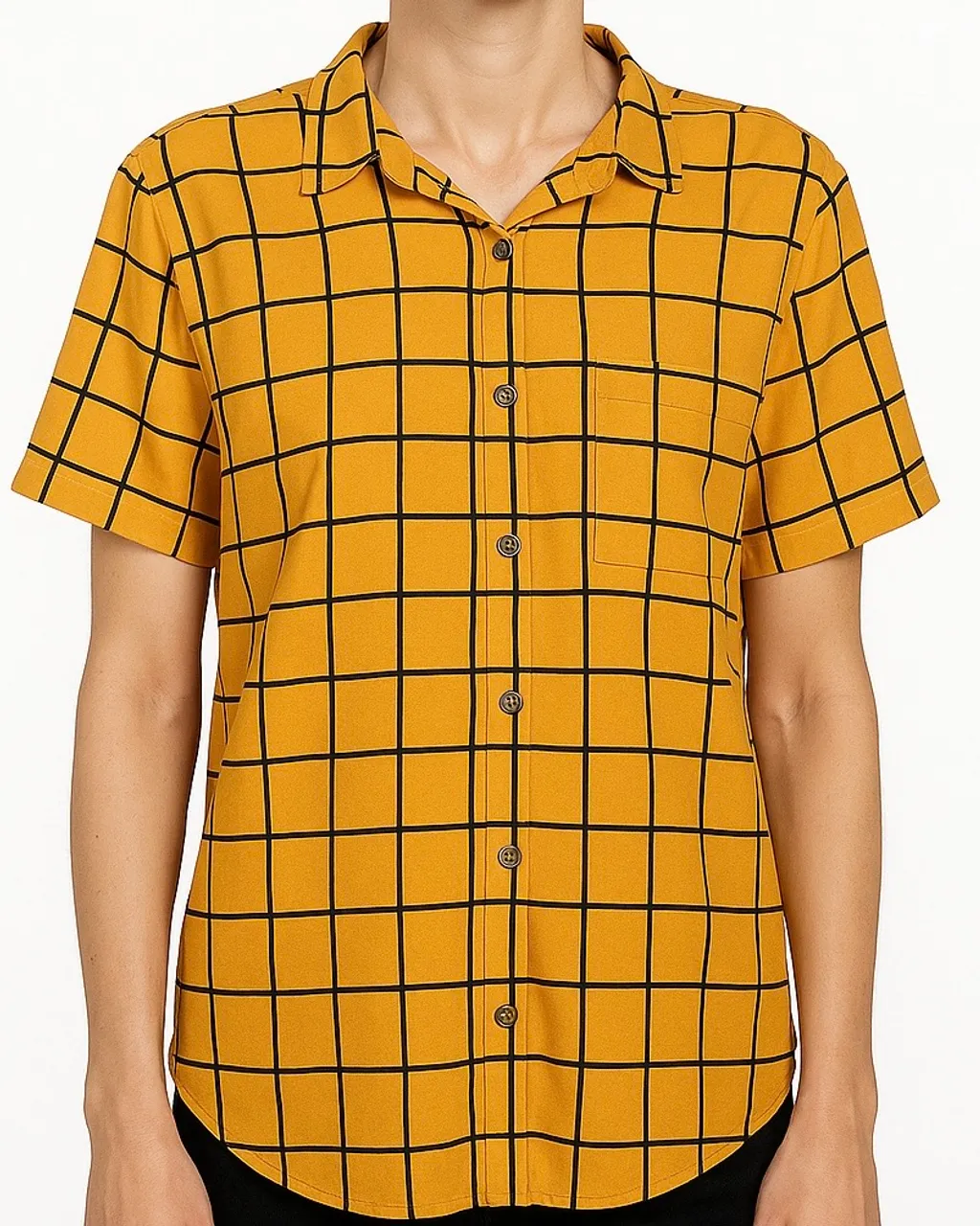 Camisa Laranja Quadriculada (P)