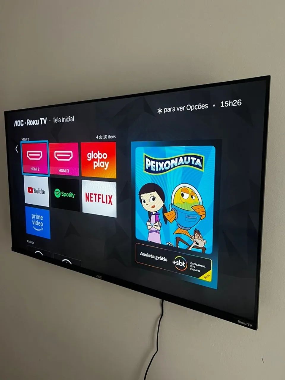 Smart TV 43" HD AOC Roku 43S5045/78G TV HDMI 1 USB Wifi Conversor Digital - Foto 2
