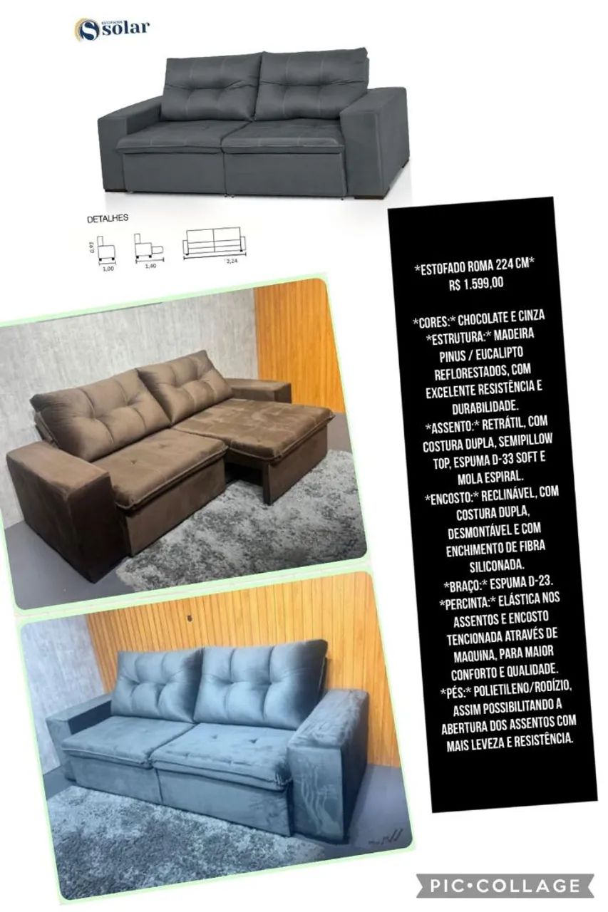SOFA RETRÁTIL E RECLINÁVEL ROMA - Foto 2